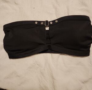 La SENZA Black Bandeau Swim Top with Center Hardware